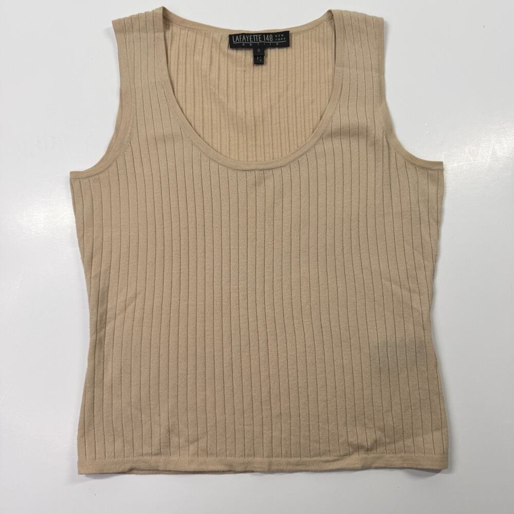 Lafayette 148 Wool Blend Tank Top Beige Ribbed Womens Small